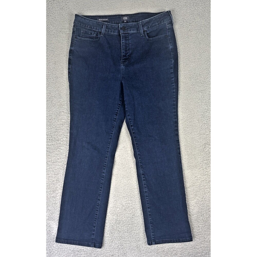 NYDJ Jeans Size 14 Marilyn Straight Leg Stretch Dark Blue Wash Lift X Tuck
